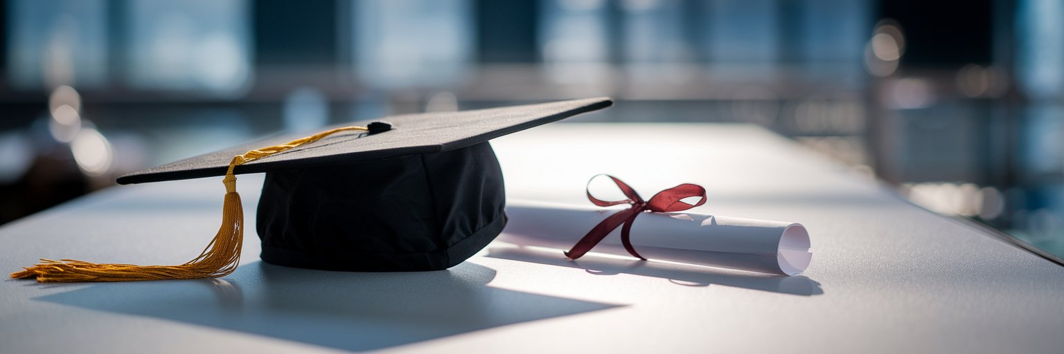 Graduation cap and diploma